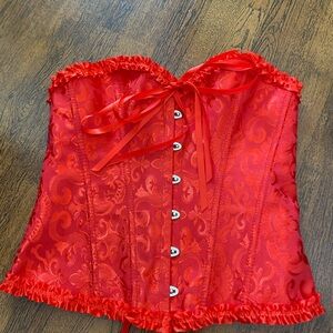 Classic Red Strapless Corset Top [size XL]